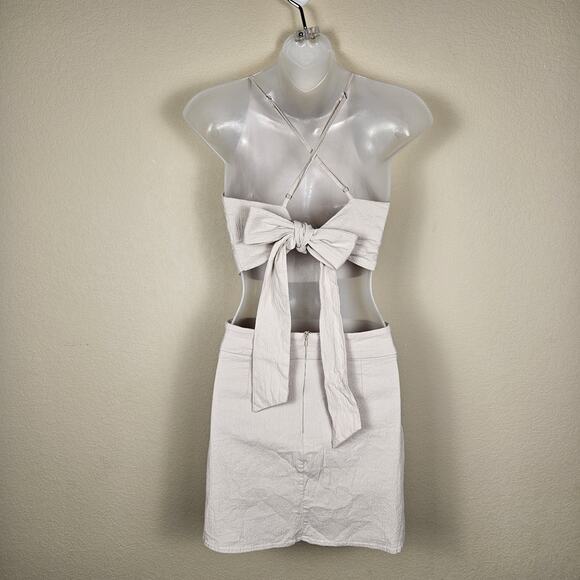 Mable Matching Set Womens Halter Crop Top Mini Skirt Summer Chic Beige Size M - Picture 7 of 16